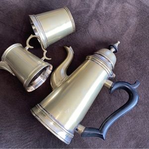 KENT SILVER PLATE COFFEE POT CREAMER SET VINTAGE SUGAR heavy sturdy English